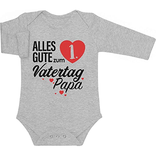 Shirtgeil Langarm Baby Body Papa - Vatertagsgeschenk Alles Gute zum 1. Vatertag Papa Geschenk 0-3 Monate Grau von Shirtgeil