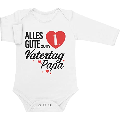 Shirtgeil Langarm Baby Body Papa - Vatertagsgeschenk Alles Gute zum 1. Vatertag Papa Geschenk 0-3 Monate Weiß von Shirtgeil