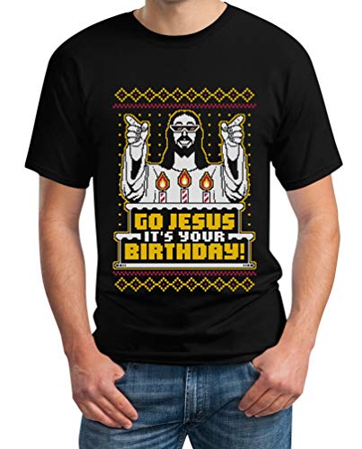 T-Shirt Herren Go Jesus It's Your Birthday Männer Tshirt 5XL Schwarz von Shirtgeil