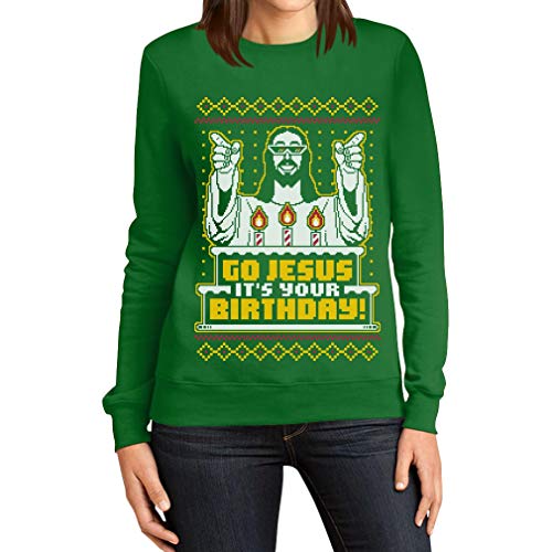 Weihnachtspullover Damen - Go Jesus It's Your Birthday Frauen Sweatshirt Small Grün Weihnachtspullover Damen - Go Jesus It's Your Birthday Frauen Sweatshirt Small Grün von Shirtgeil