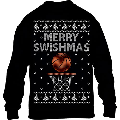 Weihnachtspullover Merry Swishmas Basketball Kinder Pullover Sweatshirt 152 Schwarz von Shirtgeil