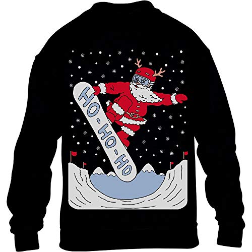 Pullover Jungen Mädchen Weihnachtspullover Santa On A HO HO HO Snowbord Kinder Sweatshirt 116 Schwarz von Shirtgeil