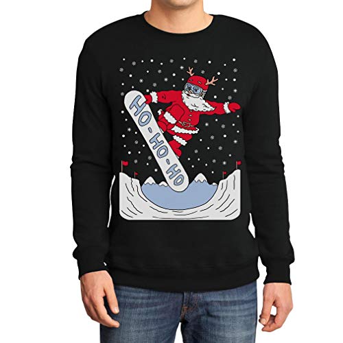 Weihnachtspullover Santa On A HO HO HO Snowbord Sweatshirt Small Schwarz von Shirtgeil