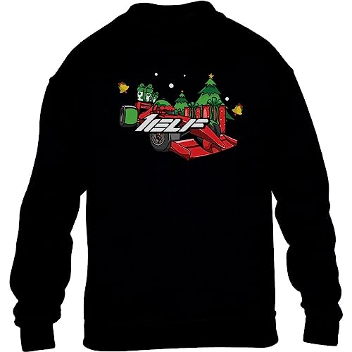 Weihnachtspullover mit Rennauto Elfen Weihnachtsmotiv - Ugly Christmas Sweater - Weihnachten Kinder Pullover Jungen Mädchen 140 Schwarz von Shirtgeil
