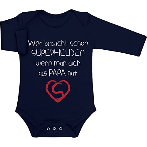 Shirtgeil Baby Strampler Junge Mädchen Wer Braucht SUPERHELDEN Wenn Man Dich Als Papa Hat 6-12 Monate Marineblau von Shirtgeil