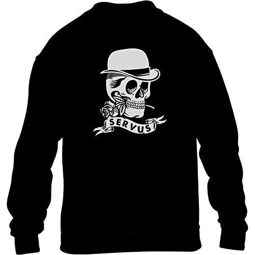 Wiesn Outfit Servus Totenkopf Skull Oktoberfest Kinder Pullover Sweatshirt 128 Schwarz von Shirtgeil