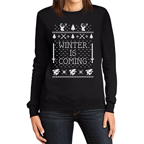 Winter is Coming Pullover Damen Schwarz Small Sweatshirt - Motiv für Weihnachten von Shirtgeil