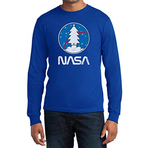 Xmas Herren Langarmshirt NASA Space Langarm T-Shirt Medium Blau von Shirtgeil