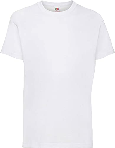 Shirtinstyle Kinder-Shirt Basic Uni Fruit of The Loom, Farbe Weiss, Größe 128 von Shirtinstyle