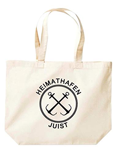 ShirtInStyle Beutel Tasche, Heimathafen Juist Tasche Großer Beutel, Jute, Shopper, Beutel, Tasche, Urlaub, Meer, See, Heimatort, Urlaub, Zu Haus, Farbe Natur von ShirtInStyle