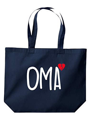 ShirtInStyle Beutel Tasche, Oma hoch 3, dreifache Oma, Familie Verwandschaft, Liebe, Freude, Dankbarkeit, Jute, Shopper, Beutel, Tasche, Farbe Navy von ShirtInStyle