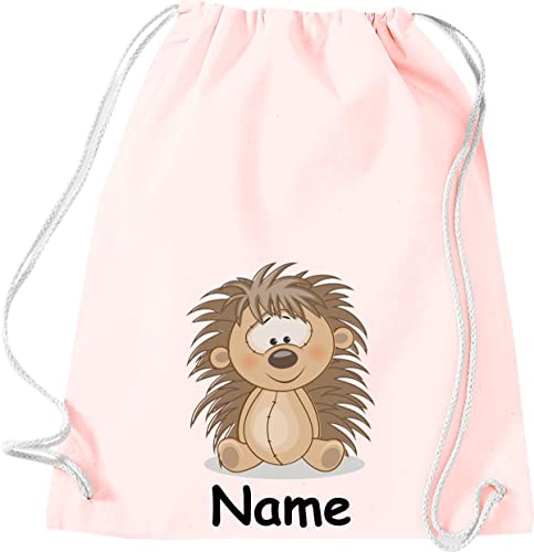 ShirtInStyle Gym Sack Kinder Turnbeutel Tiere Igel mit Wunschnamen, Beutel Tasche Hort Kita, Farbe pastellrosa von ShirtInStyle