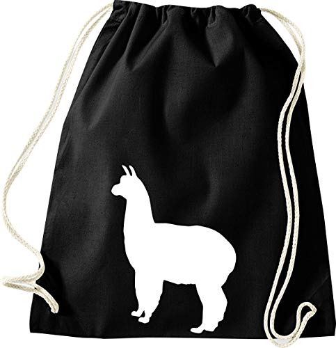 ShirtInStyle Gym Sack Turnbeutel Alpaka lustige Tiere Natur, Farbe Schwarz von ShirtInStyle