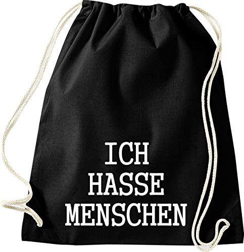 Shirtinstyle Gym Sack Turnbeutel ICH HASSE MENSCHEN, Farbe Schwarz von Shirtinstyle
