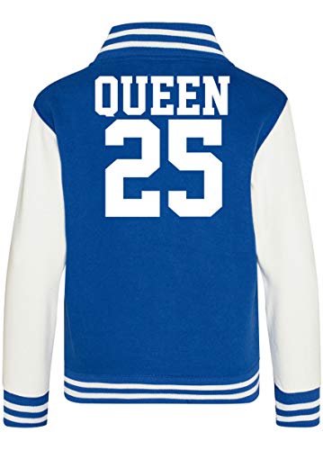 ShirtInStyle Kinder College Jacke, Jacket Retro Style, mit Wunschnamen und Wunschnummer, Baseball Look, Partner, Familie, Freunde, Farbe, ROYALBLUEWHITE, Größe L von ShirtInStyle