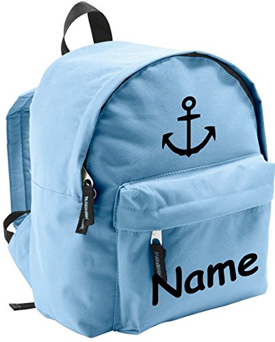 ShirtInStyle Kinder Rucksack Anker, Marine, mit Name veredelt, ideal für Kita, Farbe hellblau von ShirtInStyle