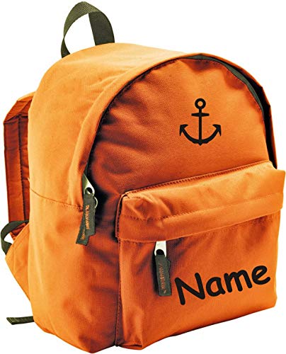 ShirtInStyle Kinder Rucksack Anker, Marine, mit Name veredelt, ideal für Kita, Farbe orange von ShirtInStyle