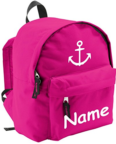 ShirtInStyle Kinder Rucksack Anker, Marine, mit Name veredelt, ideal für Kita, Farbe pink von ShirtInStyle