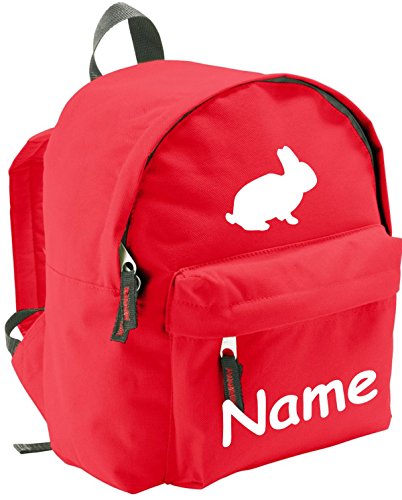 ShirtInStyle Kinder Rucksack Hase, mit Name veredelt, ideal für Kita, Farbe rot von ShirtInStyle