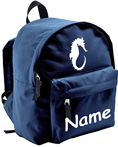 ShirtInStyle Kinder Rucksack Seepferdchen, mit Name veredelt, ideal für Kita, Farbe blau von ShirtInStyle