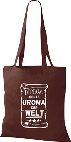 ShirtInStyle Stoffbeutel, Diplom Beste Uroma Der Welt, Tasche, Shopper, Jute, Spruch, Familie, Freunde, Dankeschön, Beute Tote, Braun von ShirtInStyle