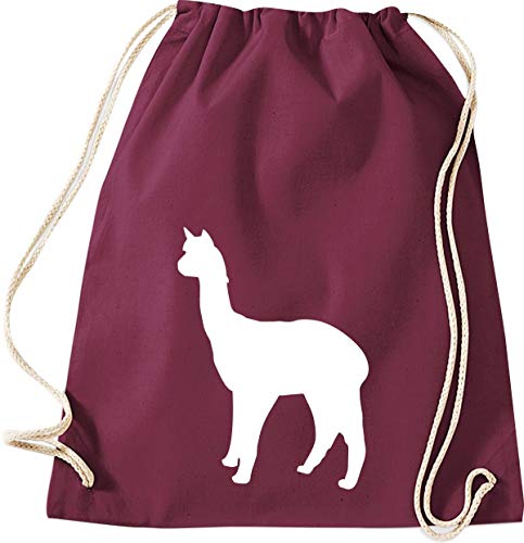 ShirtInStyle Turnbeutel, Alpaka, Tiere, Natur Gym Sack Tasche Beutel, Farbe Burgundy von ShirtInStyle