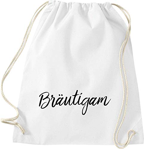 ShirtInStyle Turnbeutel, Bräutigam, Junggesellen Abschied Hochzeit Herz Gym Sack Tasche Beutel, Farbe Weiss von ShirtInStyle