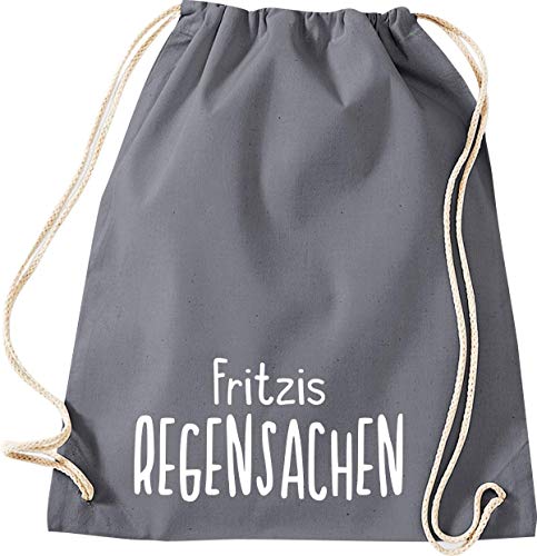 ShirtInStyle Turnbeutel, Regensachen mit Wunschnamen, Kita, Hort, Schule, Freizeit, Gym Sack Tasche Beutel, Farbe grau von ShirtInStyle