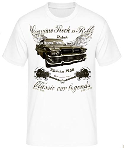 American Classic car Shirt Oldtimer Vintage Hot Rod RocknRoll Rockabilly T-Shirts (M, 58 Riviera Weiss) von Shirtmatic