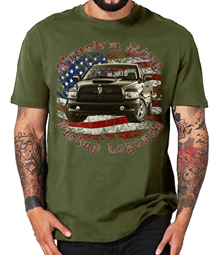 American Pickup Truck V8 Muscle car Shirt kompatibel mit RAMs Dodge (XL, 2002 Oliv) von Shirtmatic