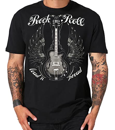 Cash Rock n Roll Guitar Vintage Johnny Gitarre Lucky Rockabilly Shirt (4XL, RNR Loud) von Shirtmatic