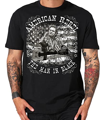 Cash Rock n Roll Guitar Vintage Johnny Gitarre Lucky Rockabilly Shirt (L, Rebel Cash Uni) von Shirtmatic