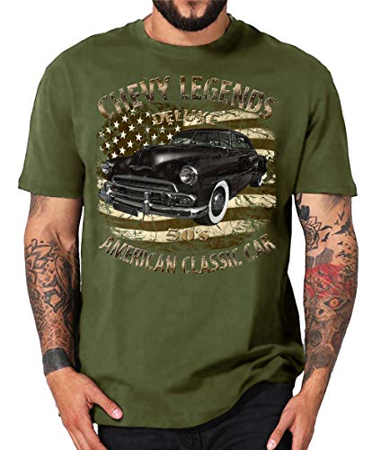 Chevy's American Oldtimer Classic Vintage Cars Hot Rod USA T-Shirt (3XL, 50s Deluxe Oliv) von Shirtmatic