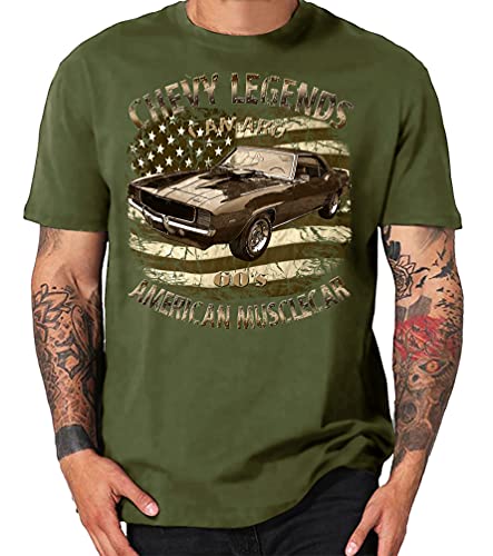 Chevy American Vintage musclecars Oldtimer Hot Rod USA T-Shirt (M, 60s Camaro Oliv) von Shirtmatic