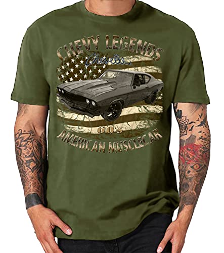 Chevy American Vintage musclecars Oldtimer Hot Rod USA T-Shirt (M, 60s Chevelle Oliv) von Shirtmatic