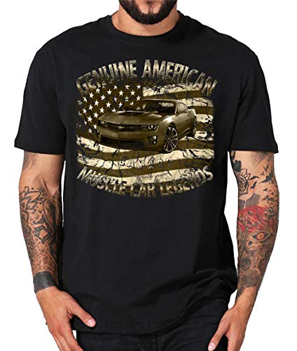 Chevy American musclecar modern Camaro USA T-Shirt (L, USA schwarz Men) von Shirtmatic