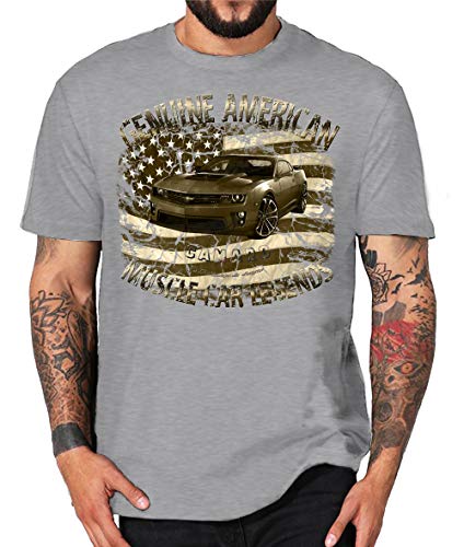 Chevy American musclecar modern Camaro USA T-Shirt (M, USA grau) von Shirtmatic