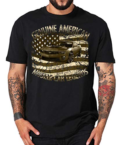 Chevy American musclecar modern Camaro USA T-Shirt (M, USA schwarz Men) von Shirtmatic