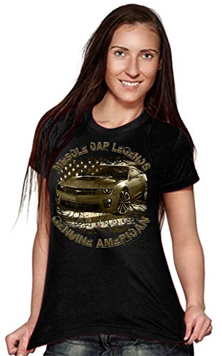 Chevy American musclecar modern Camaro USA T-Shirt (S, Girl USA schwarz) von Shirtmatic