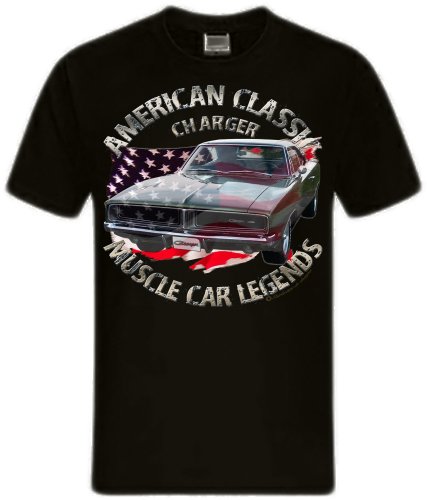 Classic Modern Muscle car Shirt Challenger V8 US car kompatibel Dodge (5XL, Charger 69 schwarz) von Shirtmatic