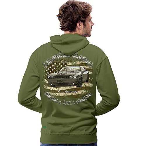 Classic Modern Muscle car Shirt Challenger V8 US car kompatibel Dodge (XL, Challenger Hoodie Oliv) von Shirtmatic