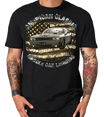 Classic Modern Muscle car Shirt Challenger V8 US car kompatibel Dodge (XXL, Challenger Vintage) von Shirtmatic
