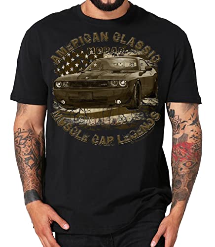 Classic Modern Muscle car Shirt Challenger V8 US car kompatibel Dodge (XXXL, Challenger Retro schwarz) von Shirtmatic