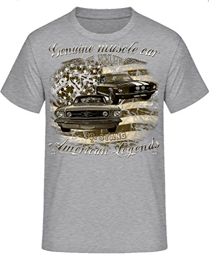 Genuine Mustang 60s 70s Vintage Oldtimer American Muscle car T-Shirt Design (XXL, 60s Stang grau) von Shirtmatic