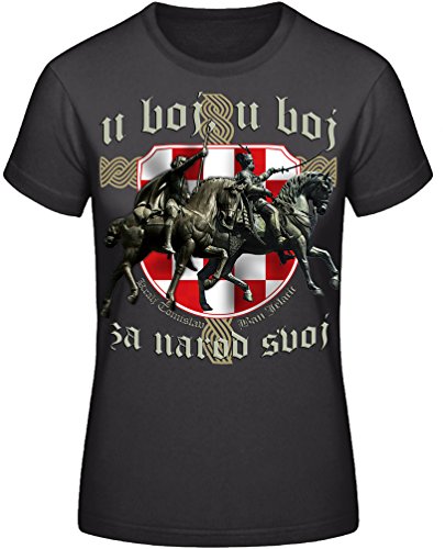Hrvatska Croatia Shirt U boj za narod svoj Ban Jelacic Kralj Tomislav Sahovnica (L, Girl u boj schwarz) von Shirtmatic