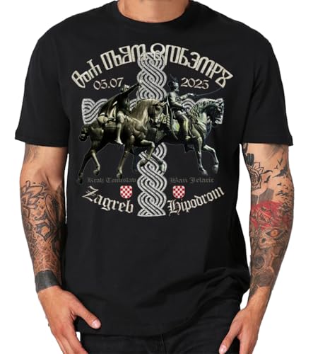 Hrvatska Croatia Shirt Za Dom Ban Jelacic Kralj Tomislav Glagoljica (XXL, ZDS Zagreb Hipodrom) von Shirtmatic