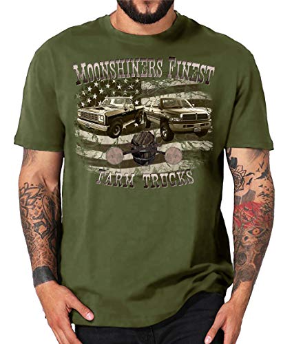 Moonshiners Finest American Redneck Pickup Farm Truck Shirts (L, Oliv RAMs) von Shirtmatic