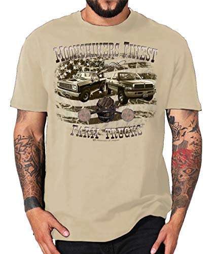 Moonshiners Finest American Redneck Pickup Farm Truck Shirts (M, Sand RAMs) von Shirtmatic