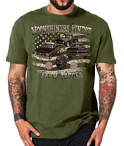Moonshiners Finest American Redneck Pickup Farm Truck Shirts (S, Oliv Fords) von Shirtmatic