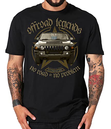 Offroad Legends USA Vintage Shirt Amerika Geländewagen Jeeps Army (3XL, Hum H2 schwarz) von Shirtmatic